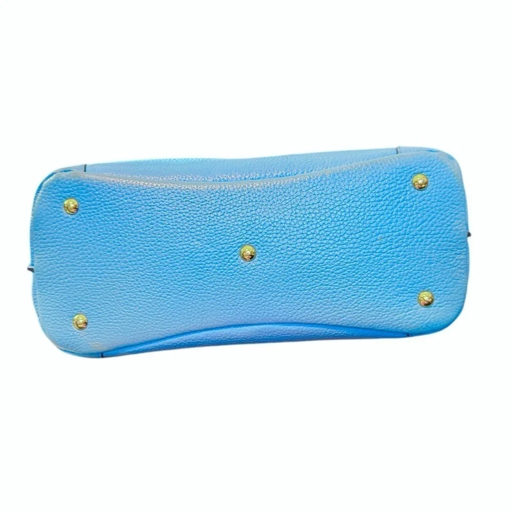 MCM Light Blue Leather First Lady Top Handle Satchel Crossbody Bag